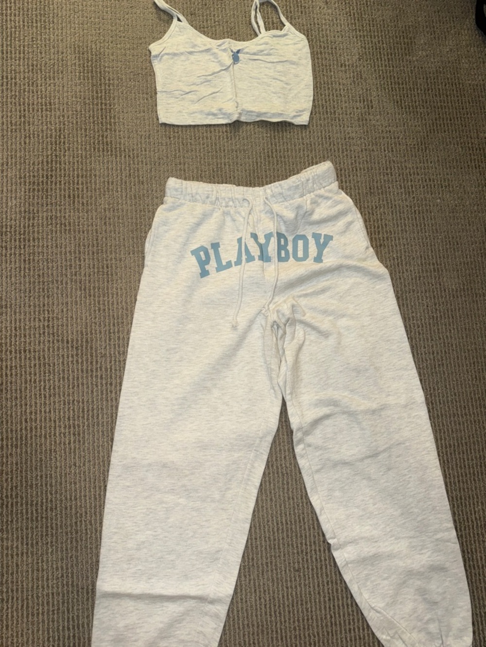 PLAYBOY Light Gray Joggers with Blue Logo
